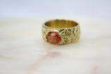 Floral Band With Large Orange Sapphire
