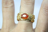 Floral Band With Large Orange Sapphire